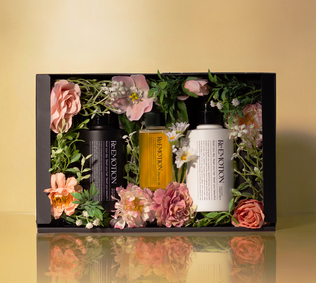 【ギフトセット】ReEMOTION シャンプー＆トリートメント＆ハニーオイル セット [300mL/300g/100mL]